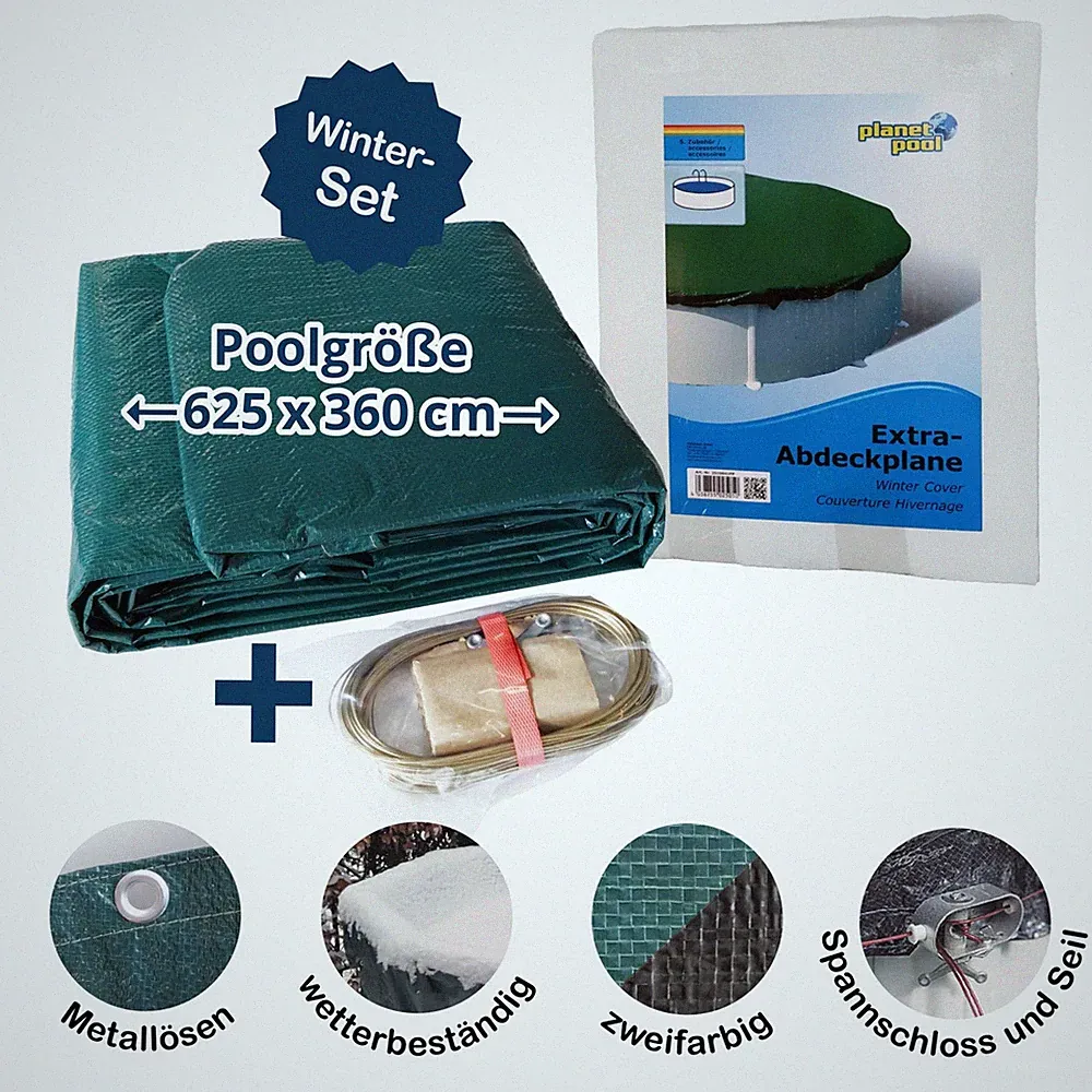 Abdeckplane für 625x360cm Acht-/Oval Pools und Schwimmbecken - 160 g/m² stark