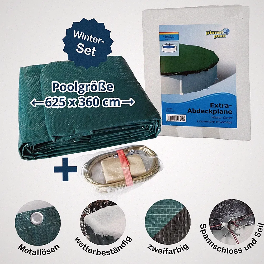 Abdeckplane für 625x360cm Acht-/Oval Pools und Schwimmbecken - 160 g/m² stark