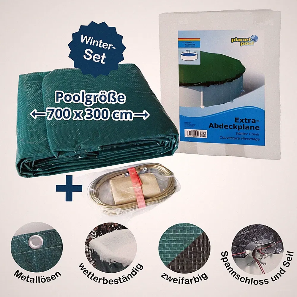 Abdeckplane für 700x300cm Acht-/Oval Pools und Schwimmbecken - 160 g/m² stark