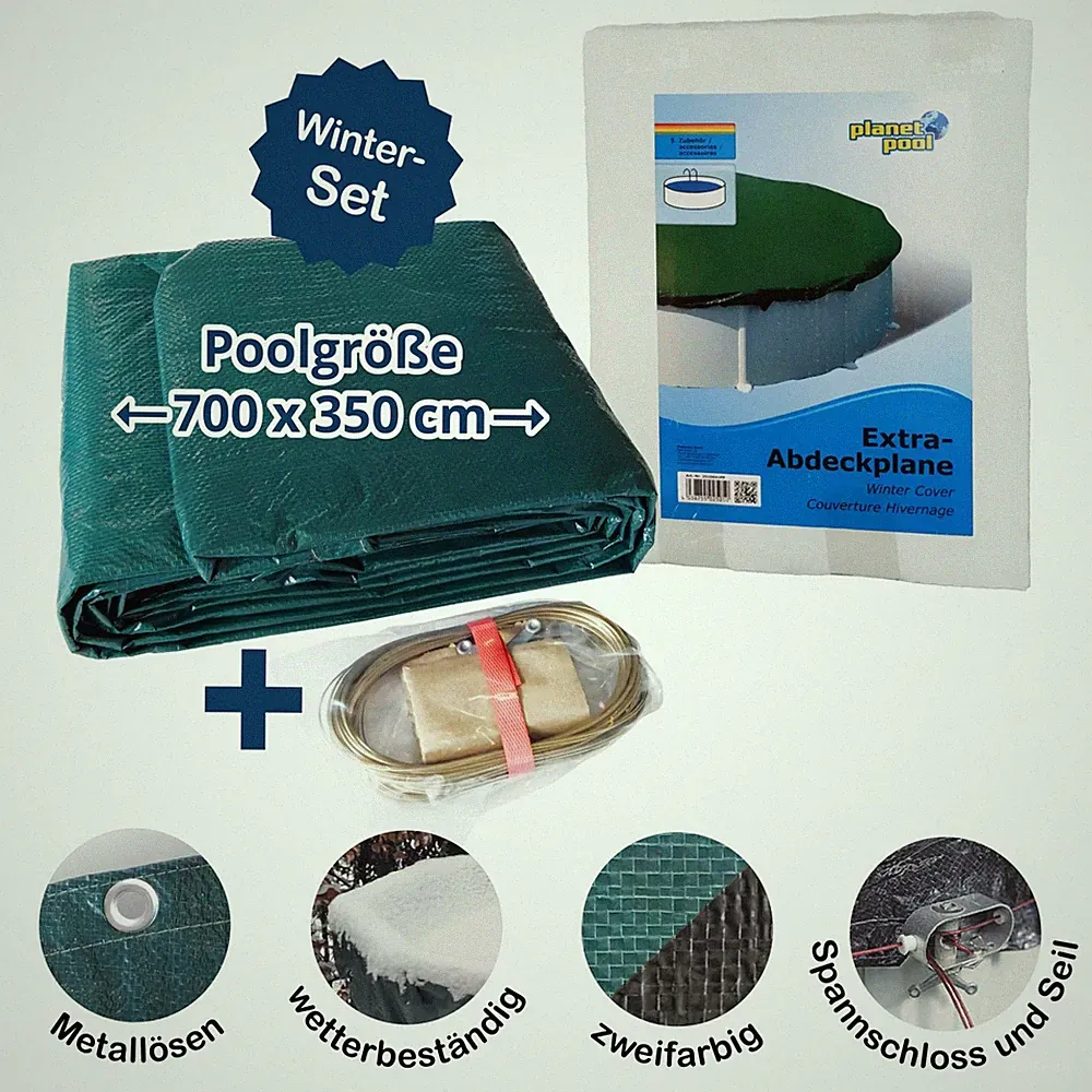 Abdeckplane für 700x350cm Acht-/Oval Pools und Schwimmbecken - 160 g/m² stark