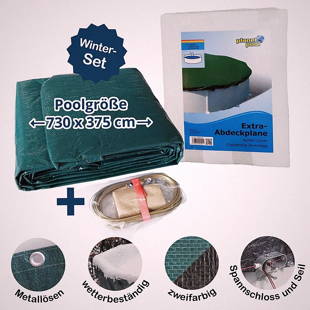 Abdeckplane für 730x375cm Acht-/Oval Pools und Schwimmbecken - 94 g/m² stark