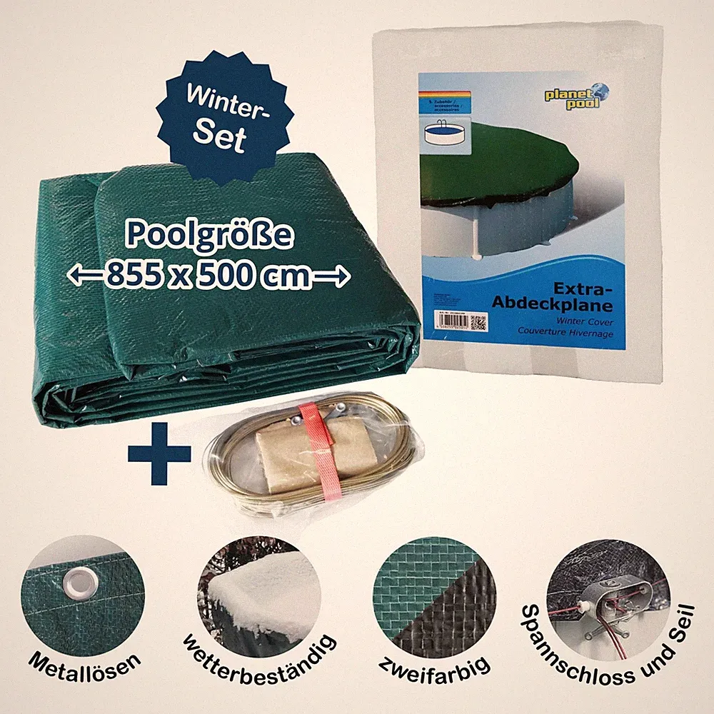 Abdeckplane für 855x500cm Acht-/Oval Pools und Schwimmbecken - 160 g/m² stark