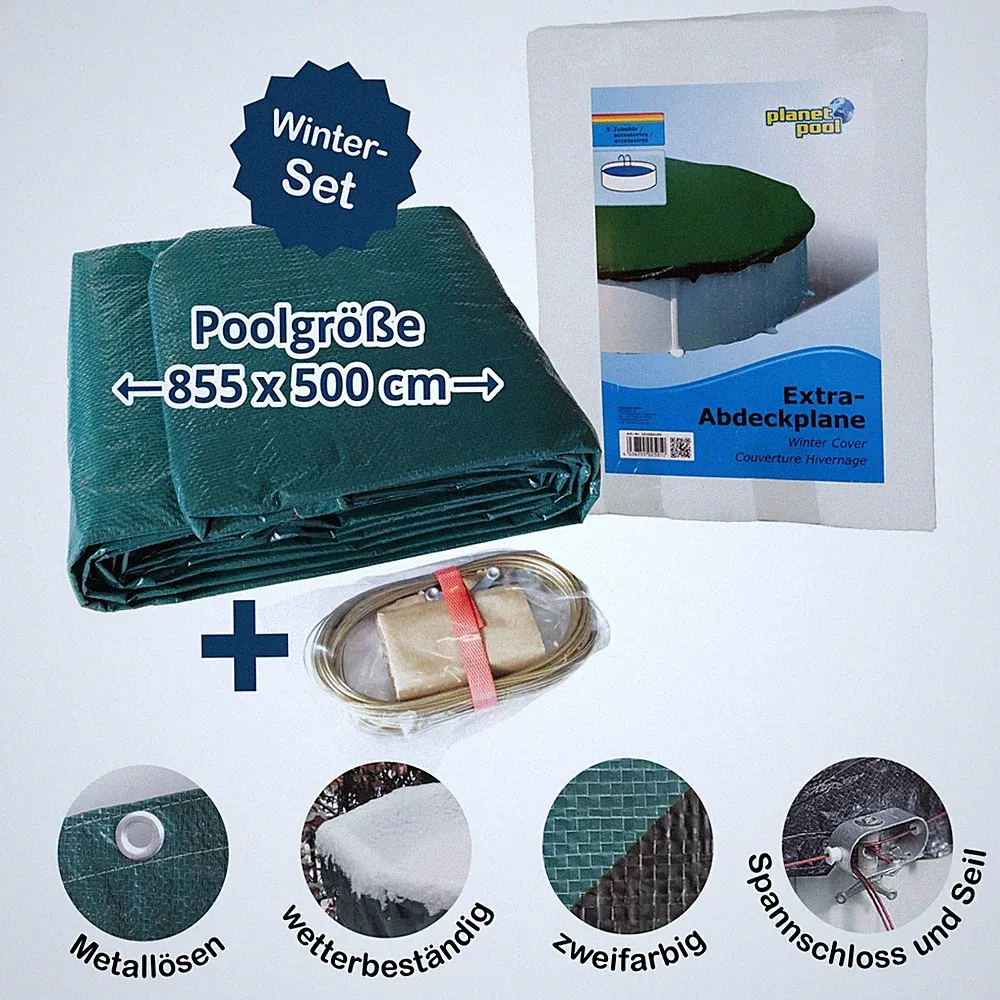 Abdeckplane für 855x500cm Acht-/Oval Pools und Schwimmbecken - 160 g/m² stark