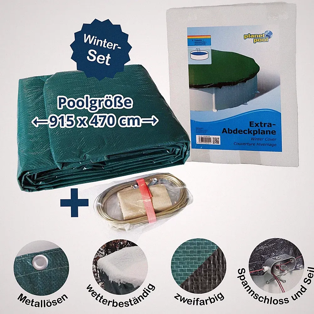Abdeckplane für 915x470cm Acht-/Oval Pools und Schwimmbecken - 94 g/m² stark