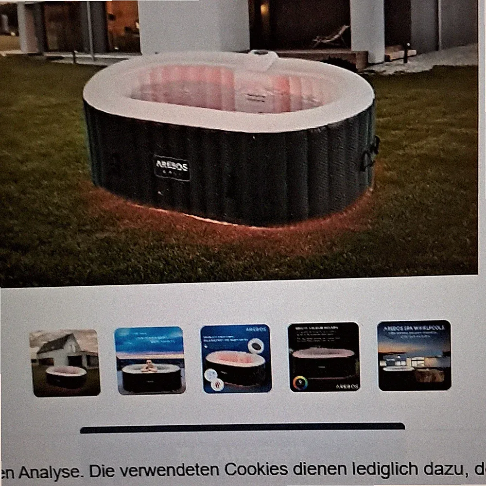 Arebos aufblasbarer Außenwhirlpool aufblasbarer Whirlpool rund schwarz