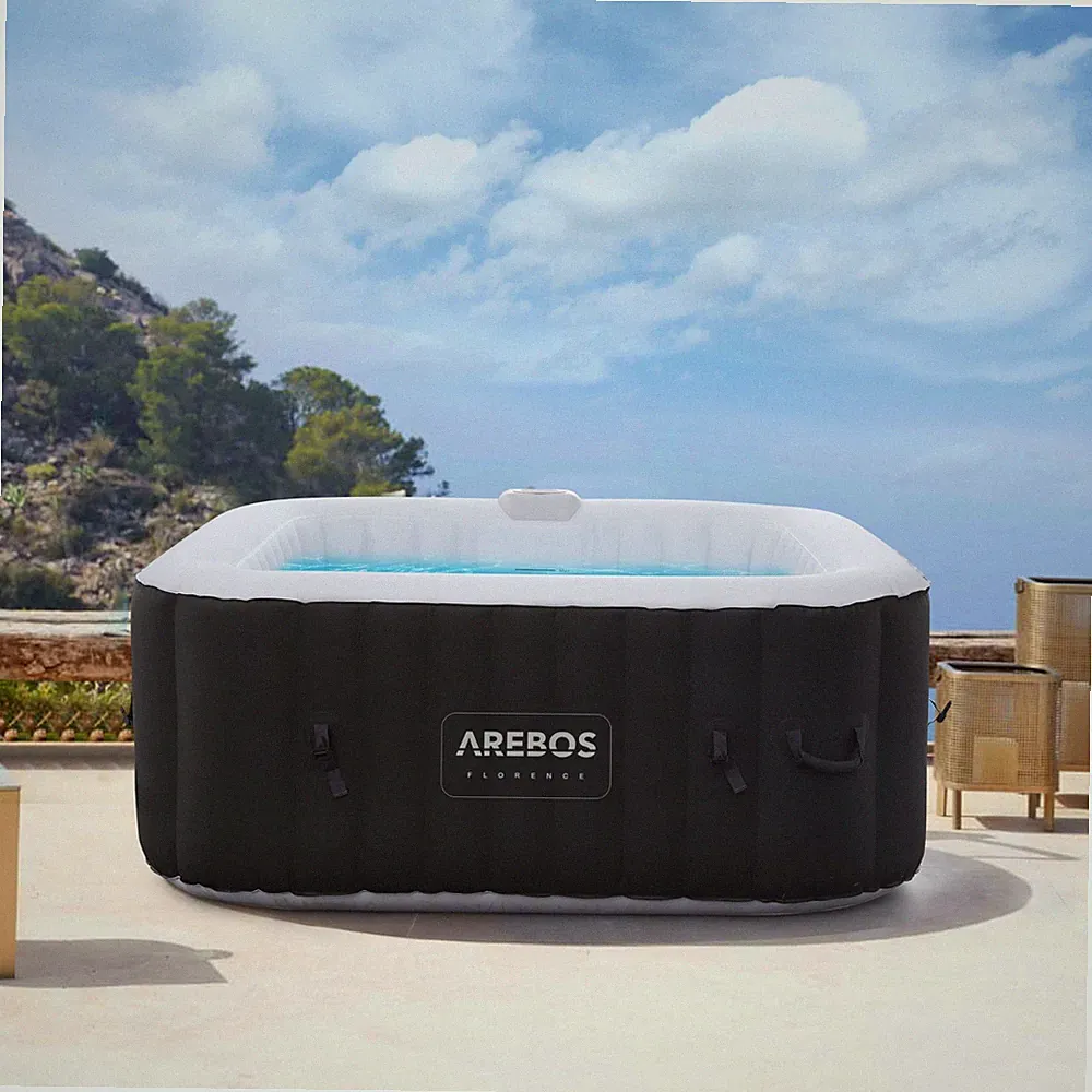 AREBOS Whirlpool | In- & Outdoor | 154 x 154 cm | 2400 W | Quadrat
