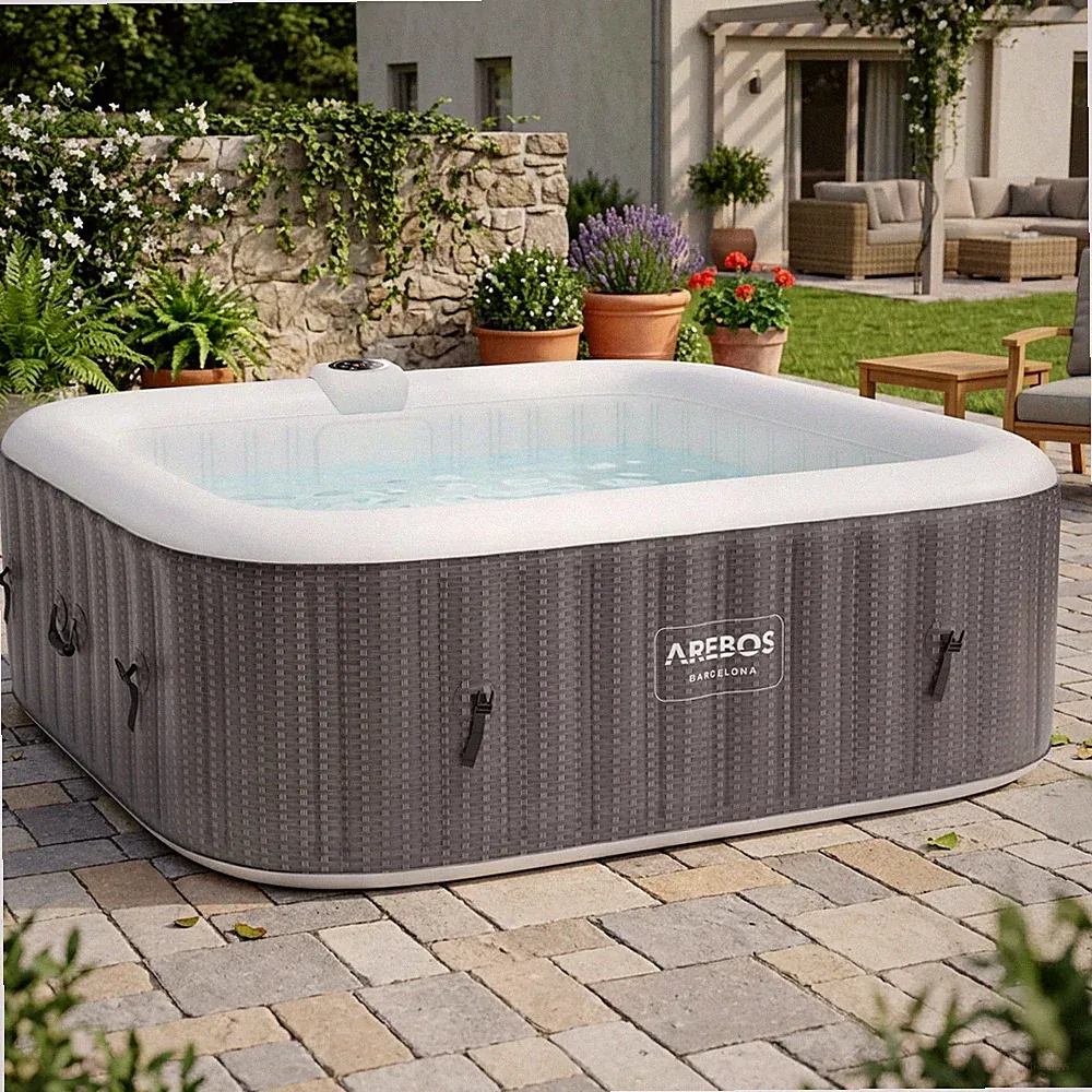 AREBOS Whirlpool | In- & Outdoor | 185 x 185 cm | selbstaufblasend | mit Heizung