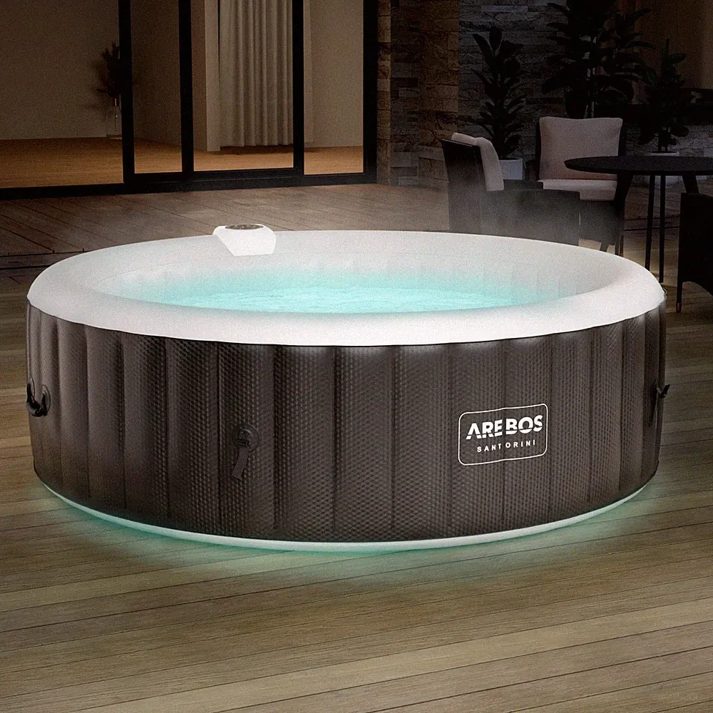 AREBOS Whirlpool | In & Outdoor |⌀ 208 cm | LED-Beleuchtung | mit Heizung | Rund