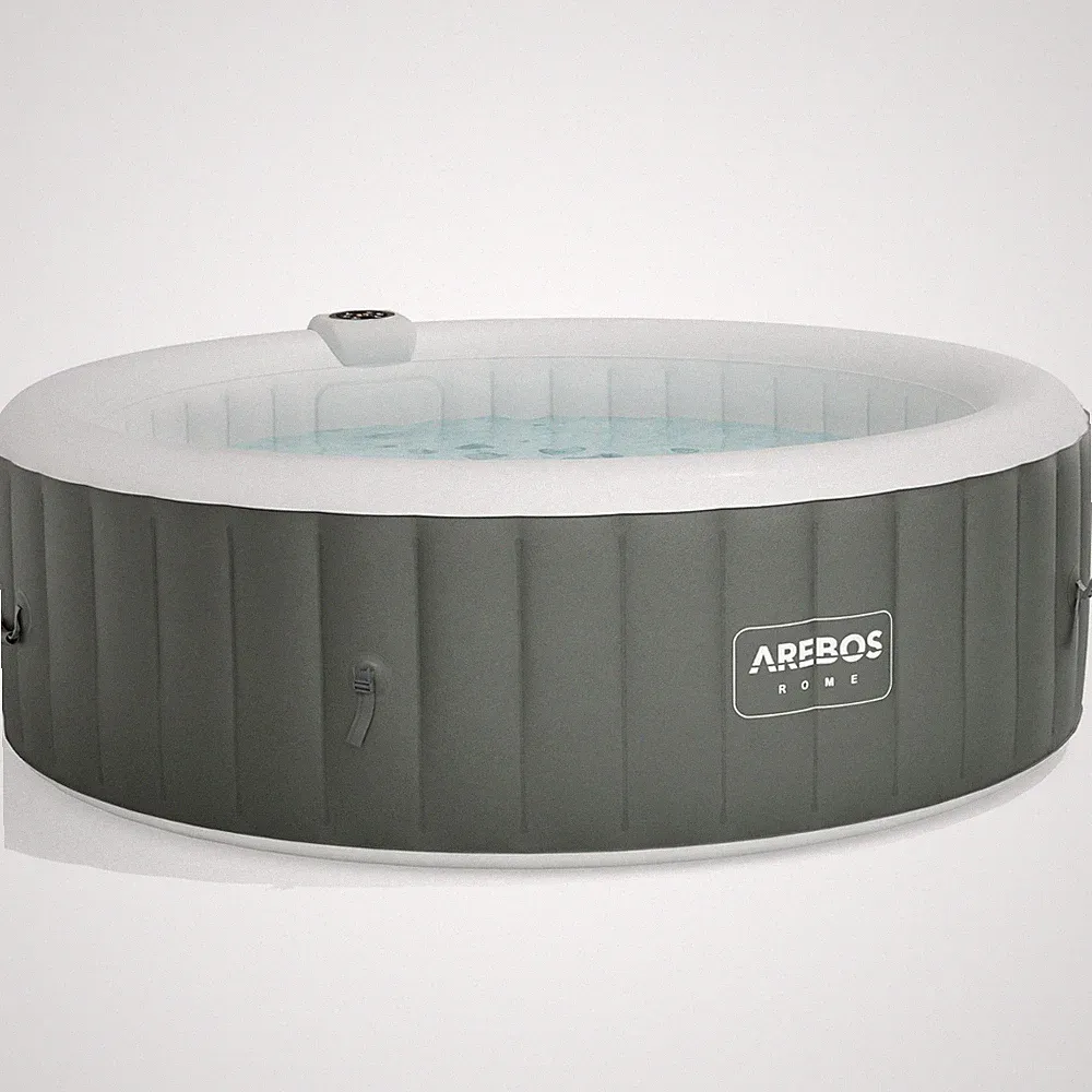 AREBOS Whirlpool | In- & Outdoor | ⌀ 208 cm | LED-Display | mit Heizung | Rund