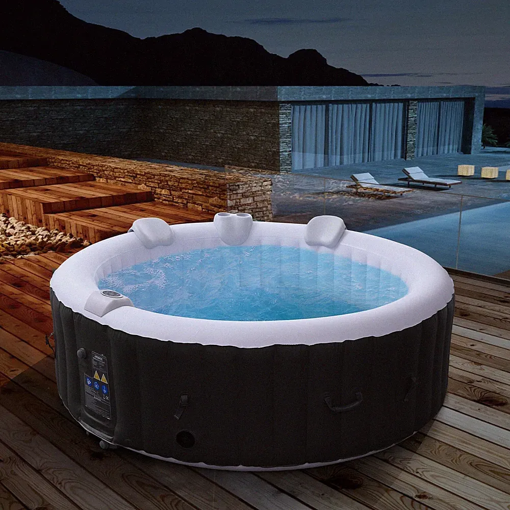 AREBOS Whirlpool | In- & Outdoor | ⌀ 208 cm | LED-Display | mit Heizung | Rund