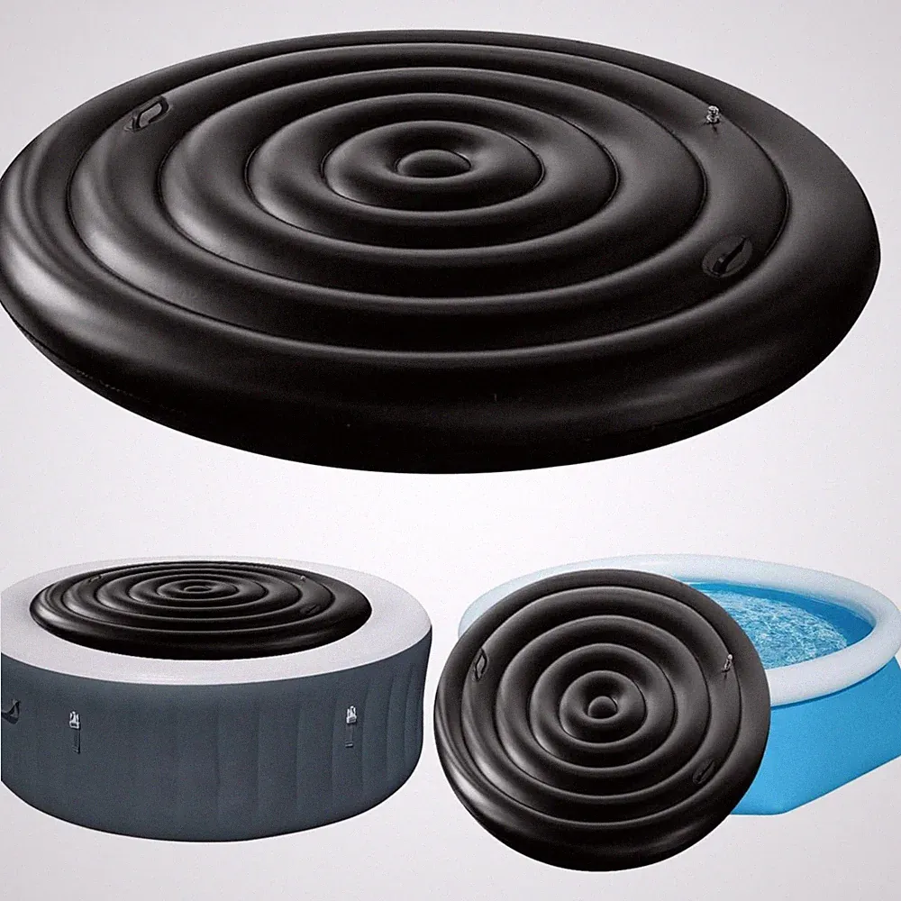 Aufblasbare Whirlpoolabdeckung rund 165 cm Schwarz isolierend winddicht