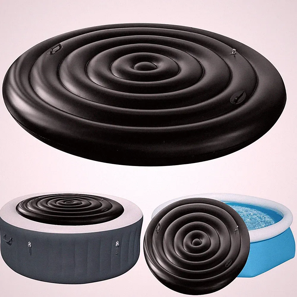 Aufblasbare Whirlpoolabdeckung Rund Schwarz 165 cm für 4-6 Personen Isoliert
