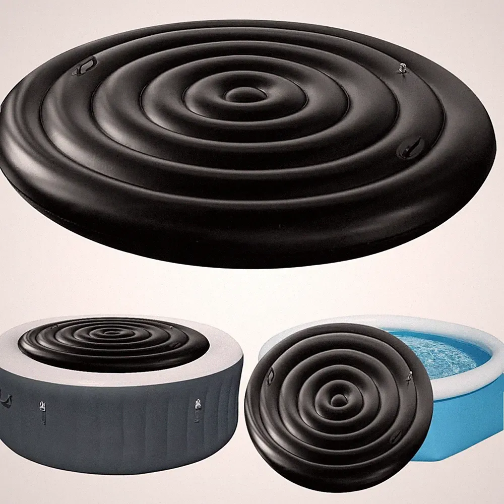 aufblasbare Whirlpoolabdeckung rund Schwarz 165cm isoliert winddicht