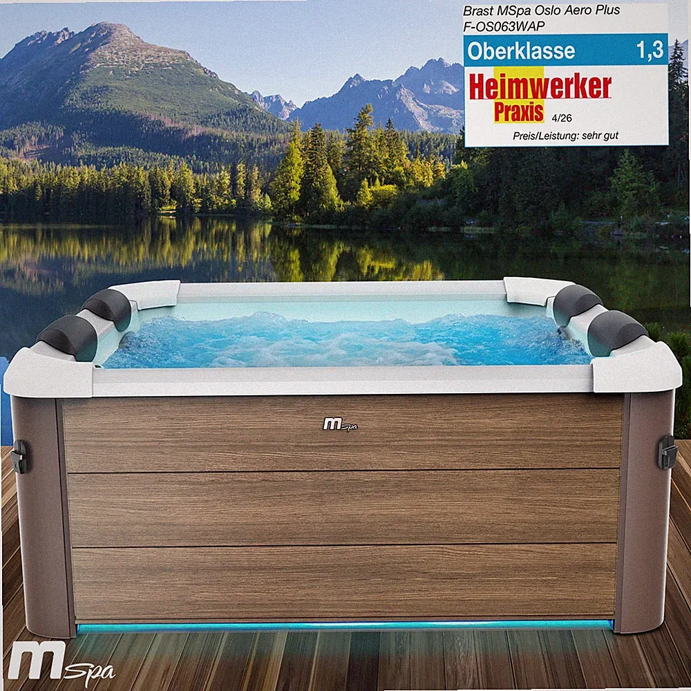 BRAST Whirlpool MSpa Amber Aero Plus 6 Personen 180x180x65cm | Feste Außenwand