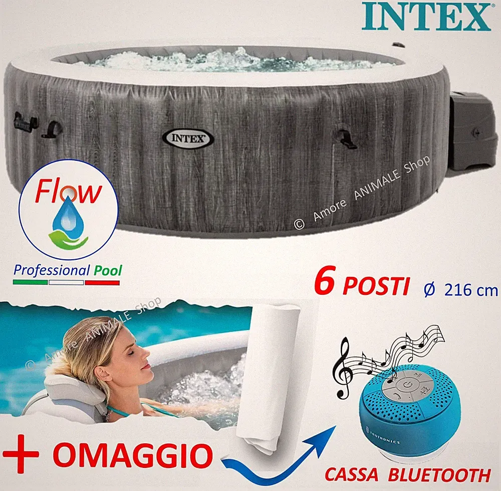 Intex Pure SPA GREYWOOD DELUXE 6 Personen Intex Massage Spa Grau 216x71 cm