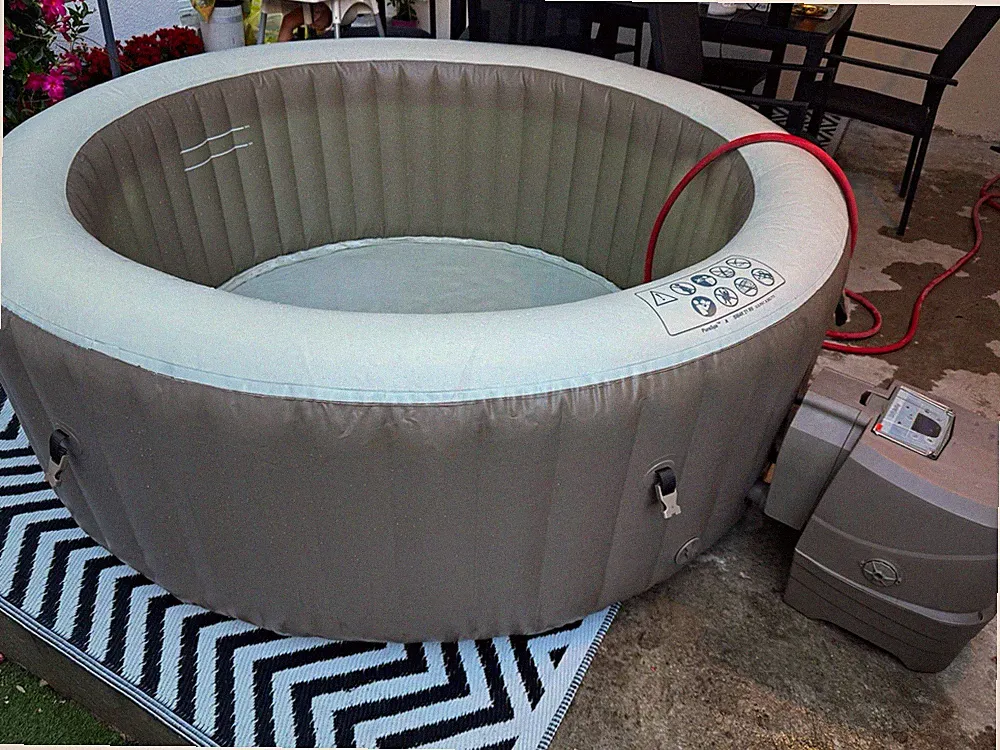 Intex PureSpa SB-H20 aufblasbarer Whirlpool rund grau mit Abdeckung