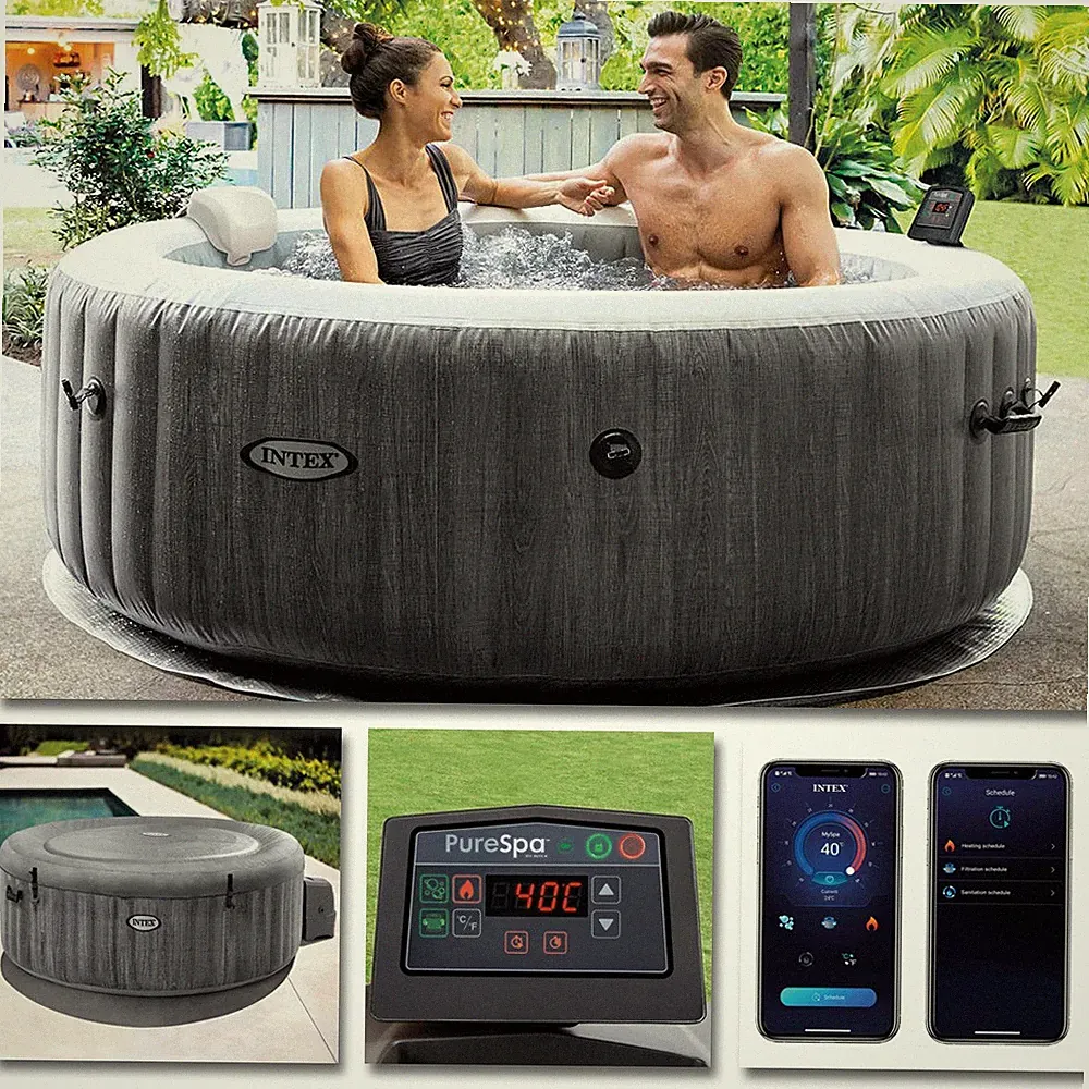 INTEX Whirlpool Greywood Deluxe Pure SPA 196x71 Massage 4 Personen + APP