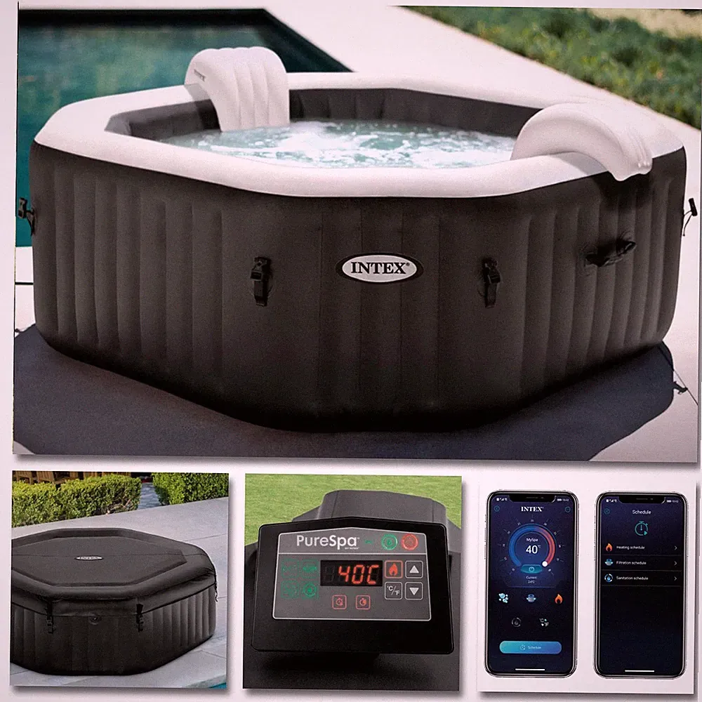 INTEX Whirlpool Pure SPA Jet + Bubble Kalkschutz + Salzwasser Ø201x71cm + APP