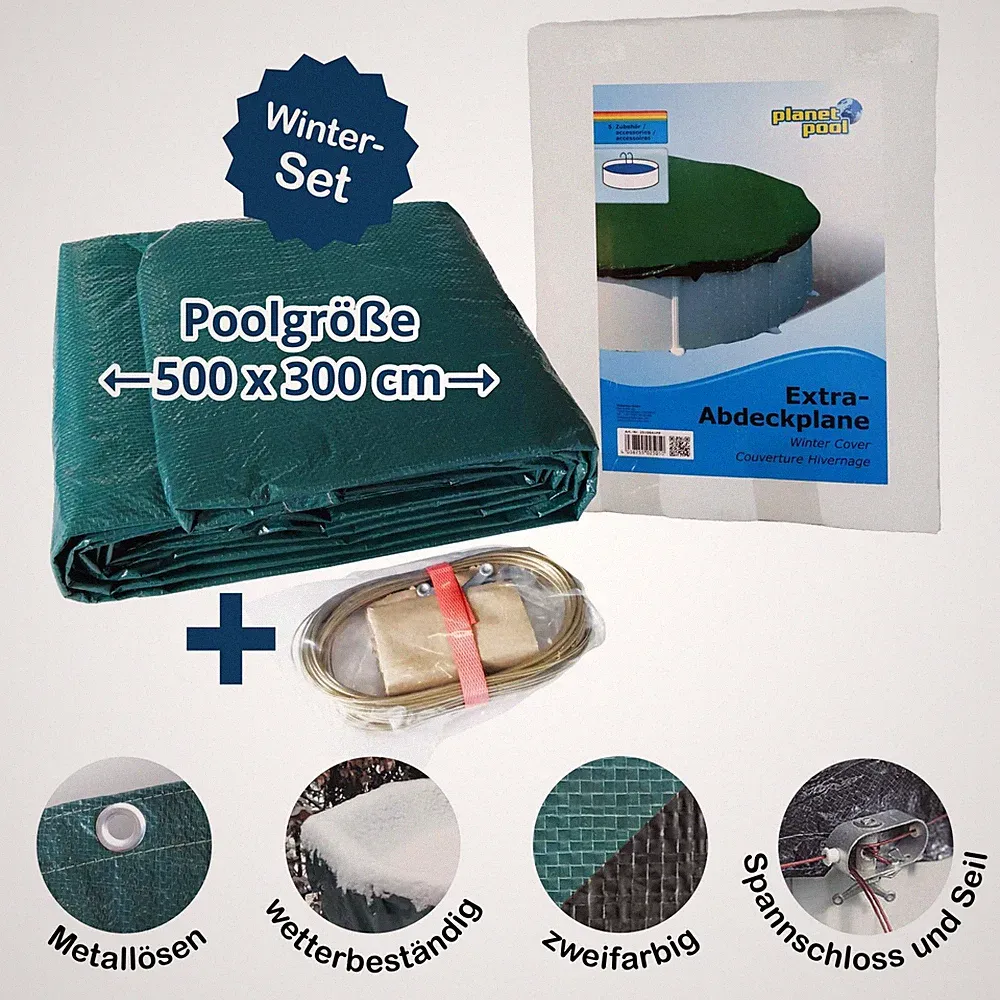Pool-Abdeckplane Acht-/Ovalform für Becken 500x300 cm passend für das ganze Jahr