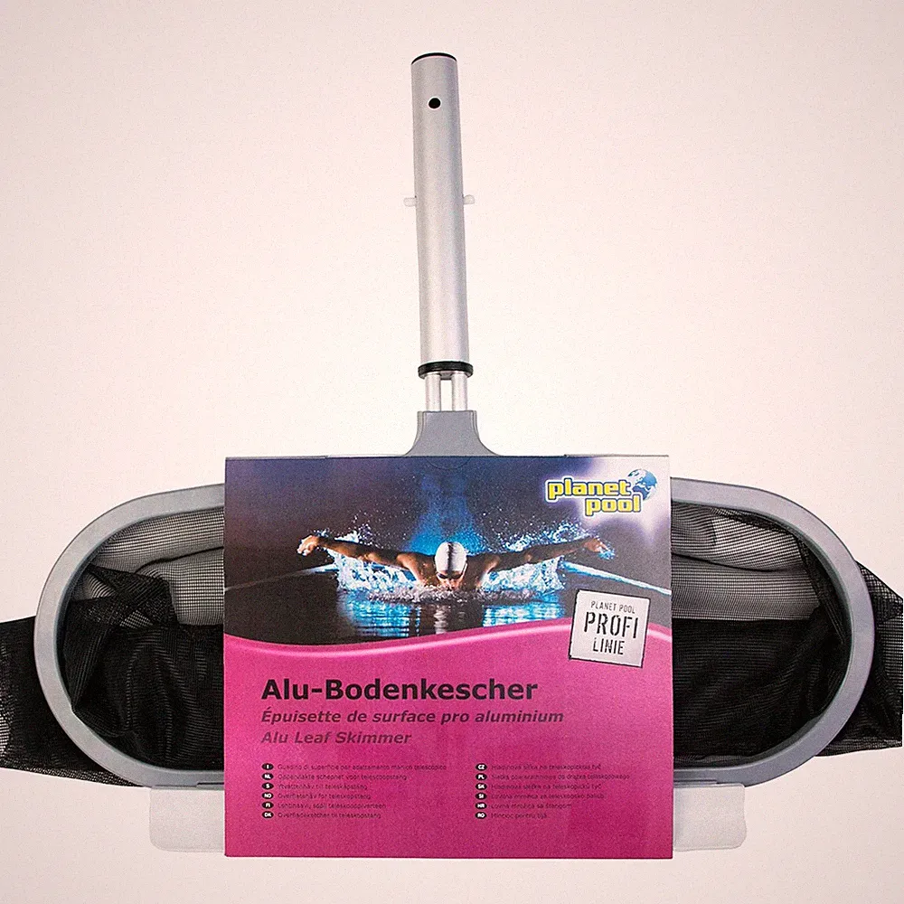 Profi Bodenkescher mit verstärktem Alu-Rahmen in silber-schwarz von Planet Pool