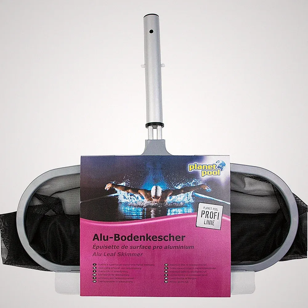 Profi Bodenkescher mit verstärktem Alu-Rahmen in silber-schwarz von Planet Pool