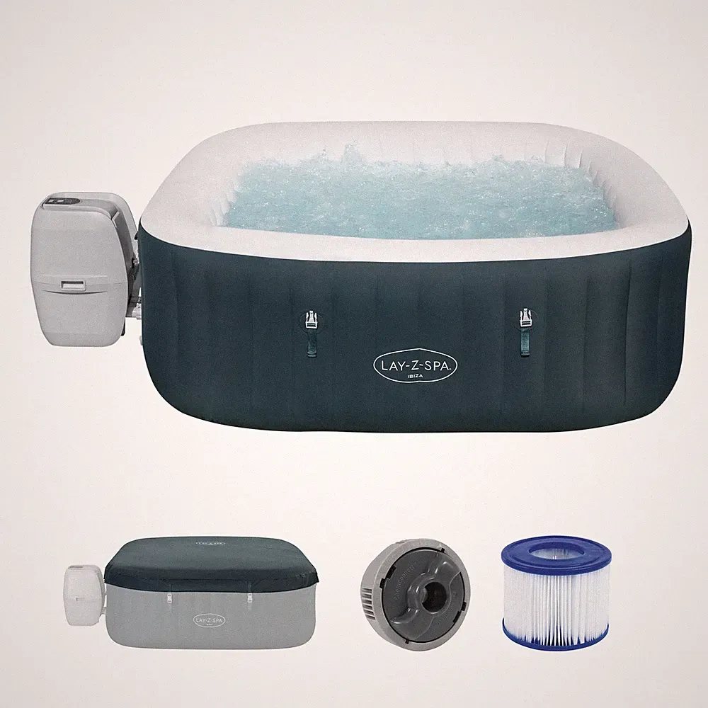Whirlpool aufblasbar 4 Personen Ibiza AirJet In-Outdoor Pool Ø 180 x 66 cm Grün
