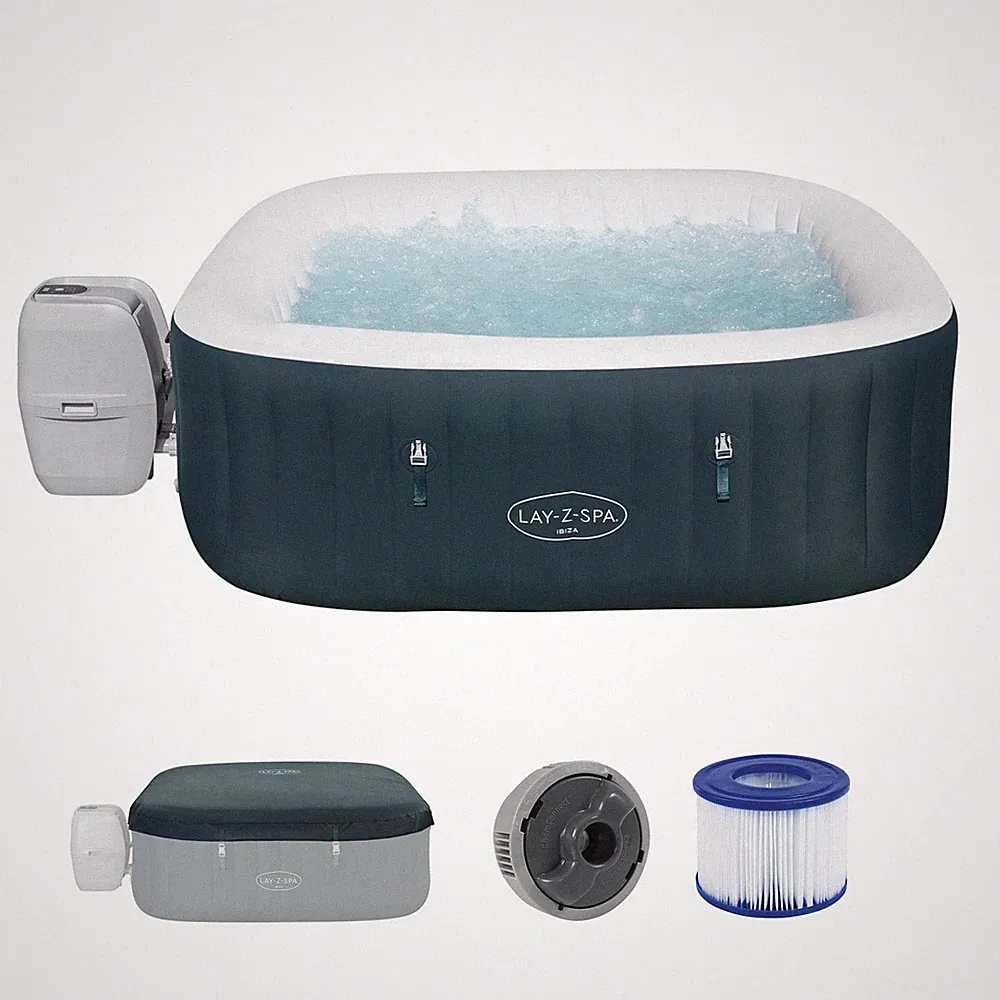 Whirlpool aufblasbar 4 Personen Ibiza AirJet In-Outdoor Pool Ø 180 x 66 cm Grün