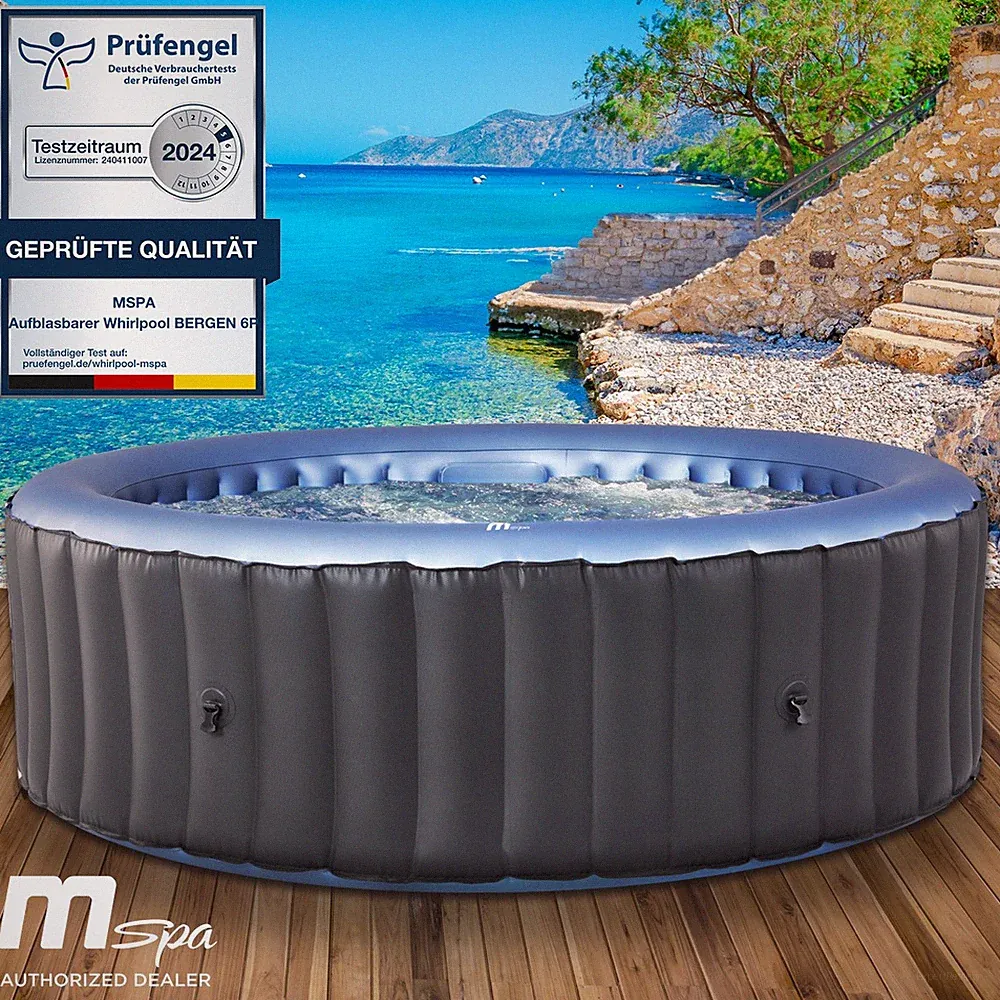 Whirlpool MSpa BERGEN 6 Personen aufblasbar Pool Wellness Massage Ø204x70cm 1W