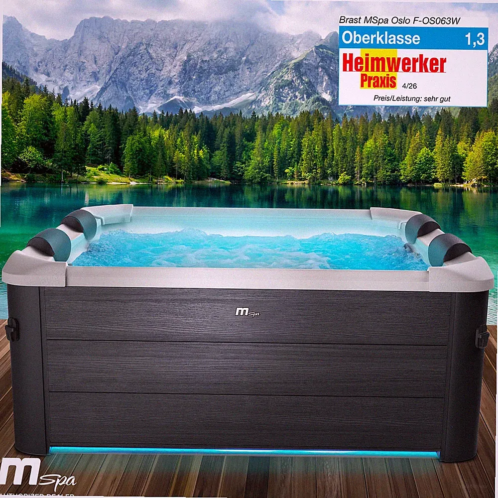 Whirlpool MSpa Oslo 6 Personen | Feste Außenwand 160x160x65cm In-Outdoor Pool 1W