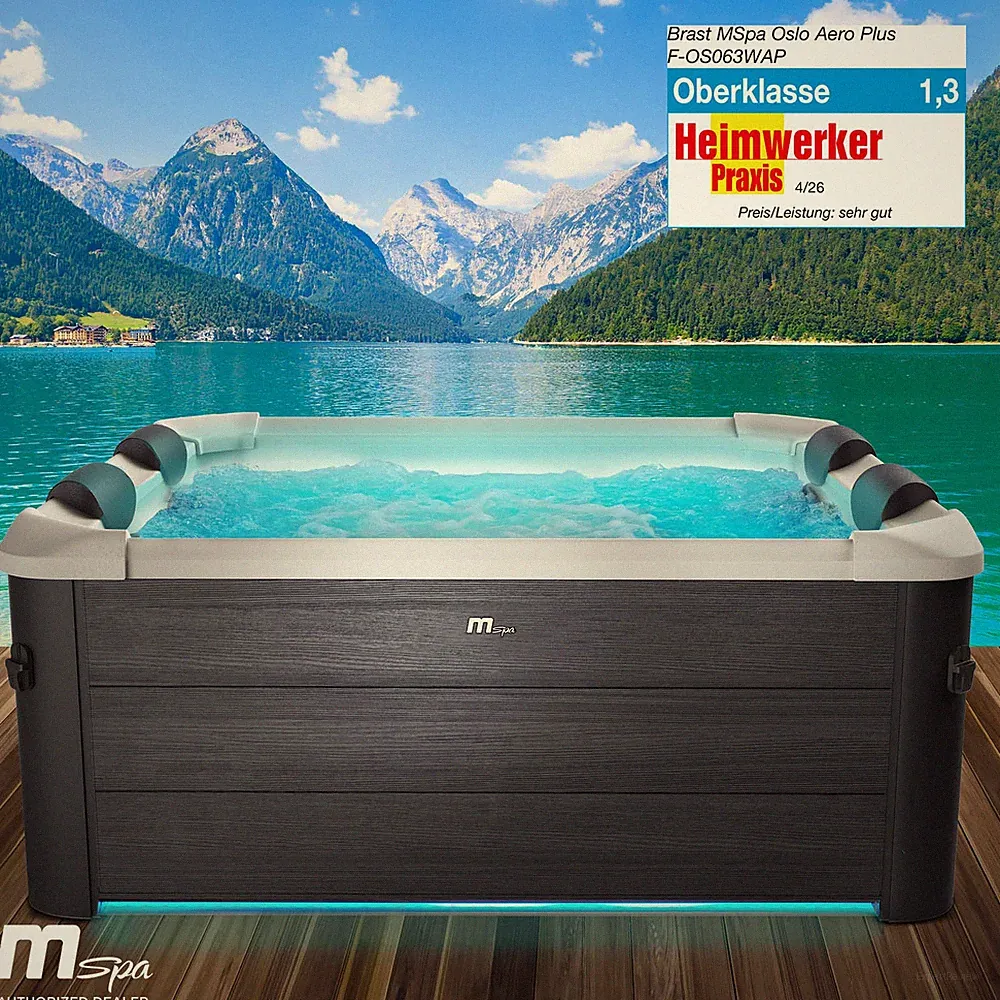 Whirlpool MSpa Oslo Aero Plus XXL 6 Personen feste Außenwand 180x180x65cm 1W